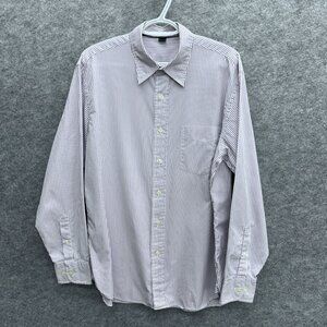 J. Crew Men's Button-Up Preppy Designer Shirt 100% Cotton Purple White Stripe M